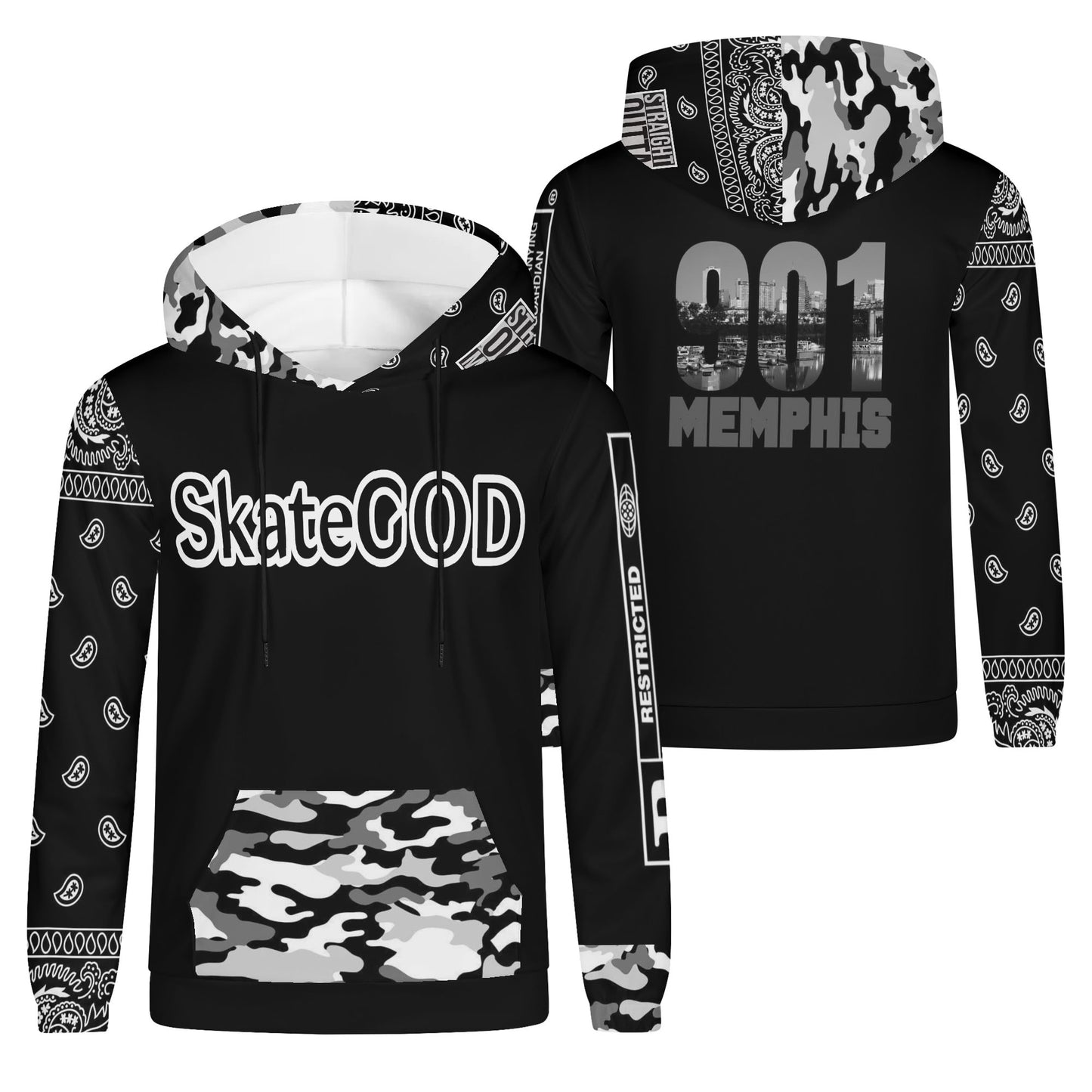 Mens SkateGOD 901 Memphis CamoDanna Lightweight Hoodie