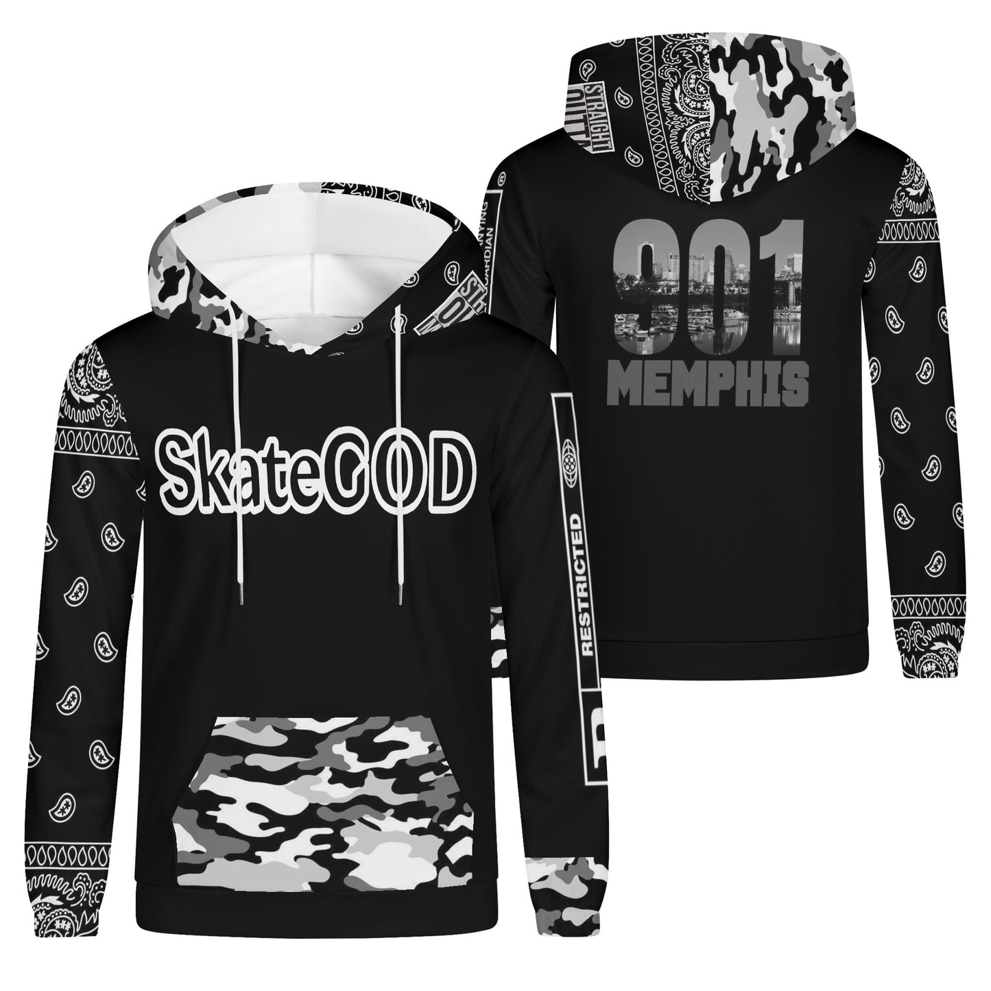 Mens SkateGOD 901 Memphis CamoDanna Lightweight Hoodie