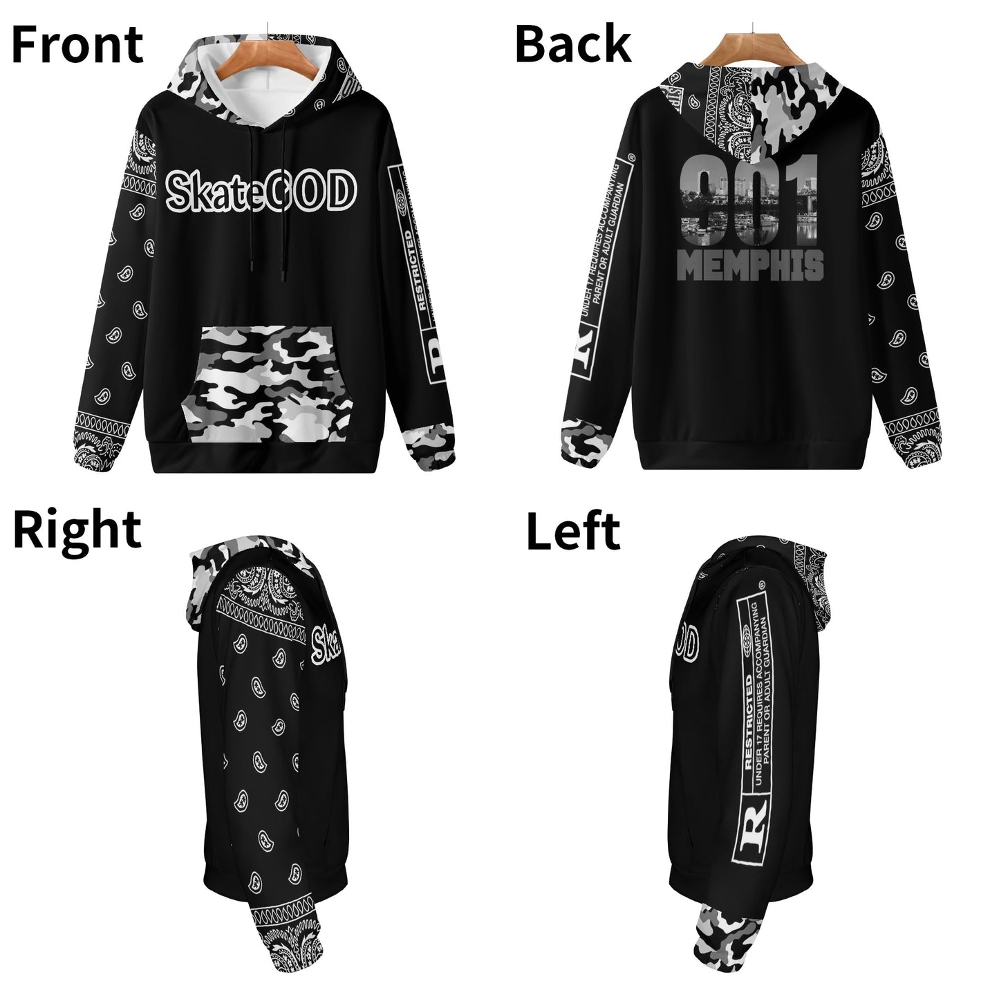 Mens SkateGOD 901 Memphis CamoDanna Lightweight Hoodie