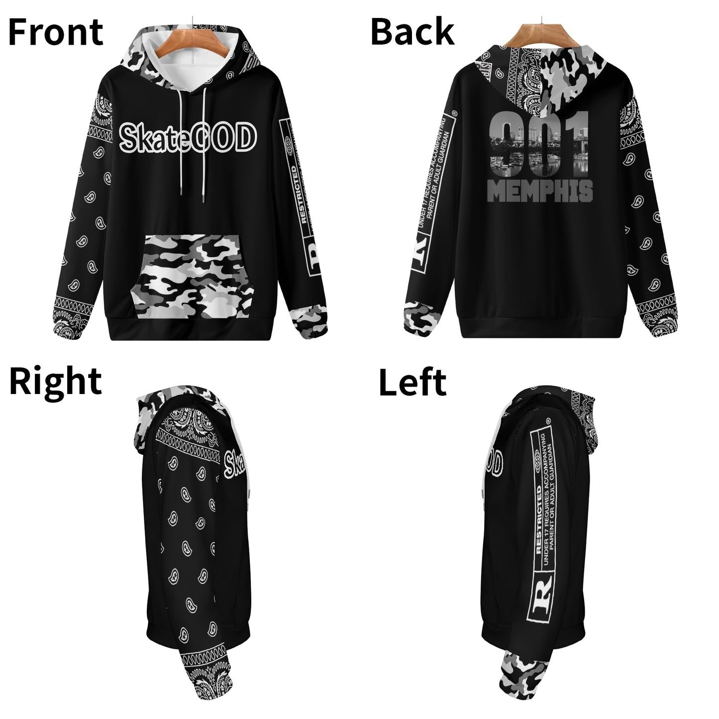 Mens SkateGOD 901 Memphis CamoDanna Lightweight Hoodie