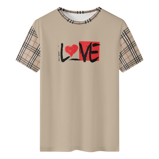 Mens Sean Breed  Plaid Tan Love Pray Shirt Classic T-Shirt