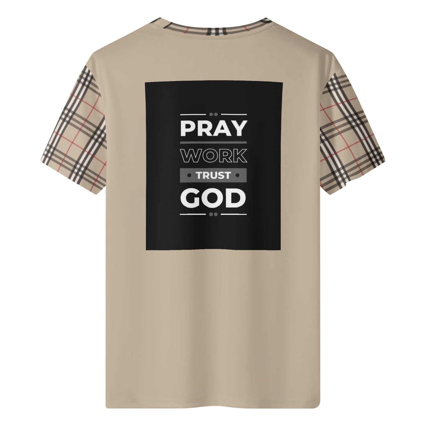 Mens Sean Breed  Plaid Tan Love Pray Shirt Classic T-Shirt
