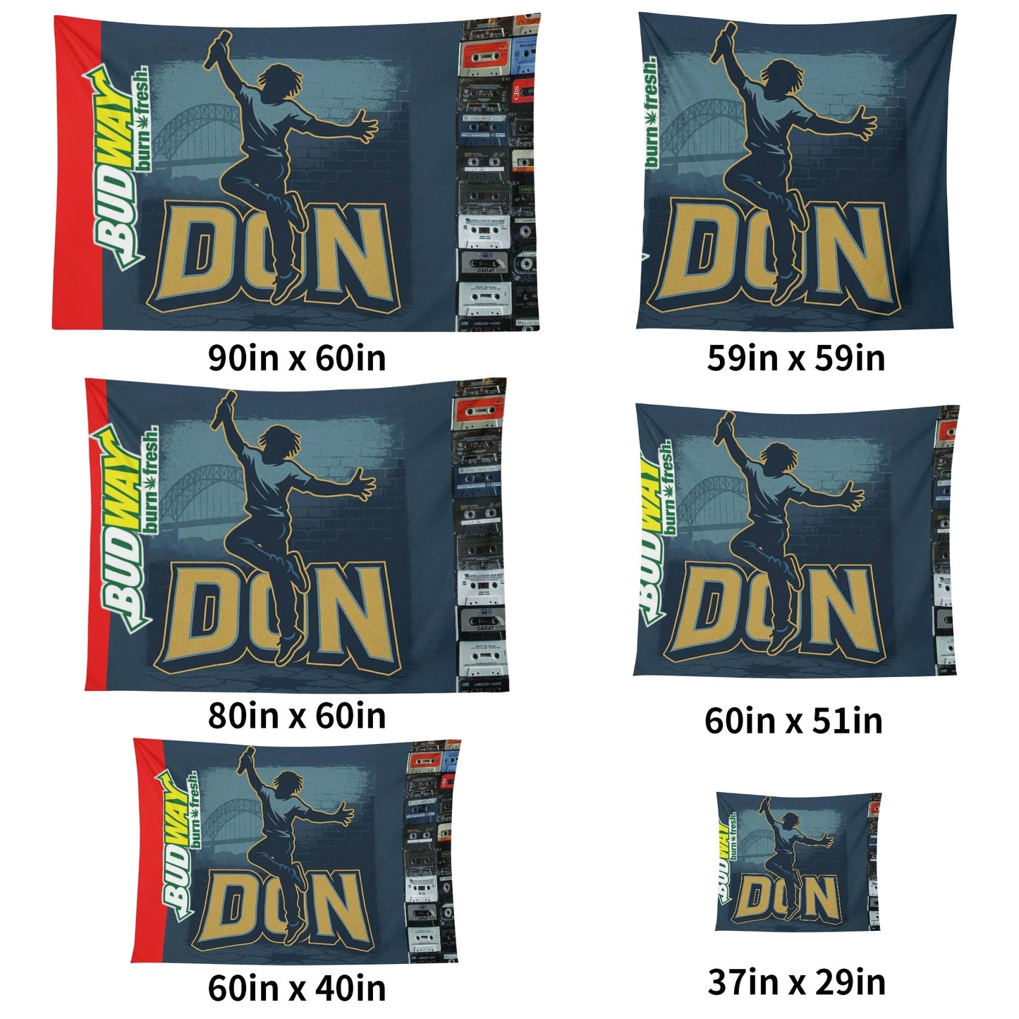 Don Skii Polyester Peach Skin Wall Tapestry 6 Sizes