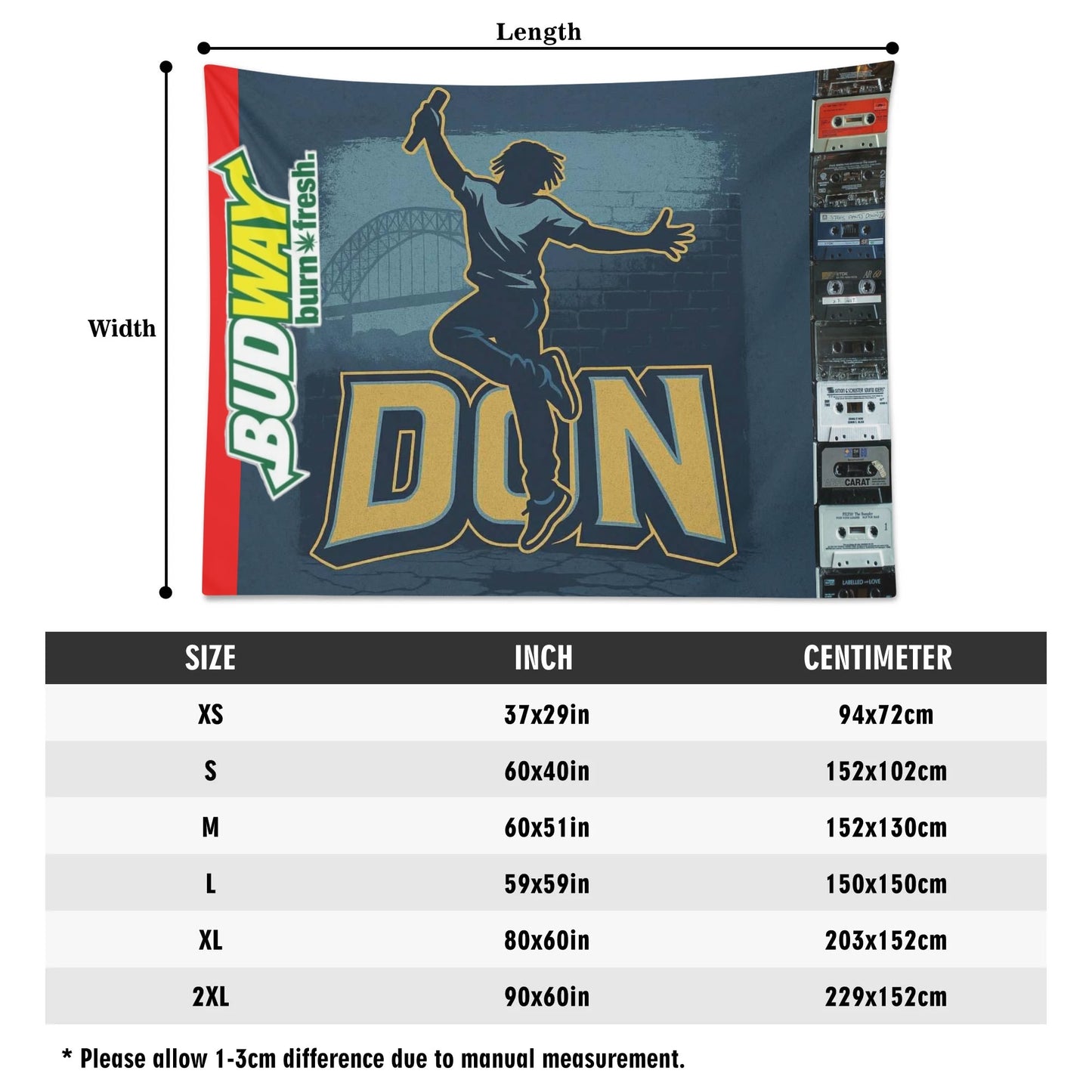 Don Skii Polyester Peach Skin Wall Tapestry 6 Sizes