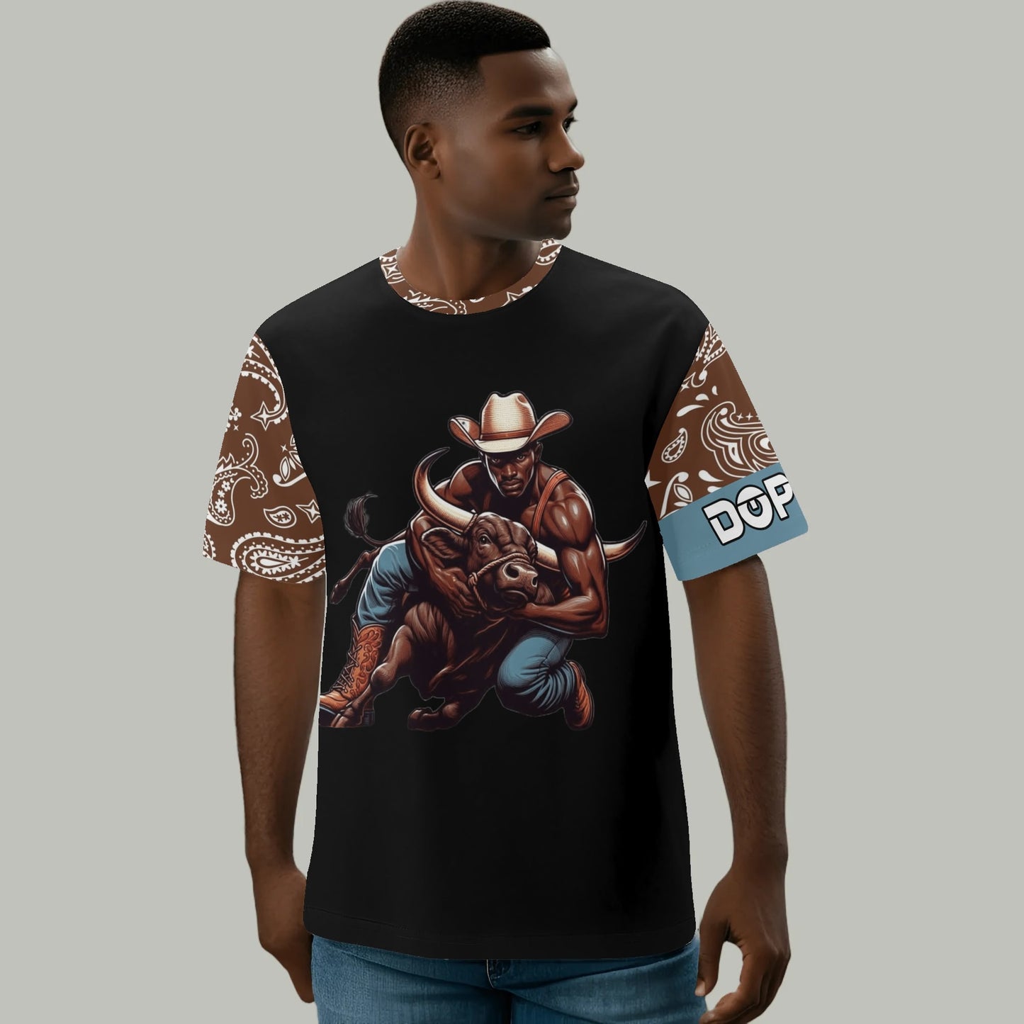 Mens Black Cowboy T-Shirt