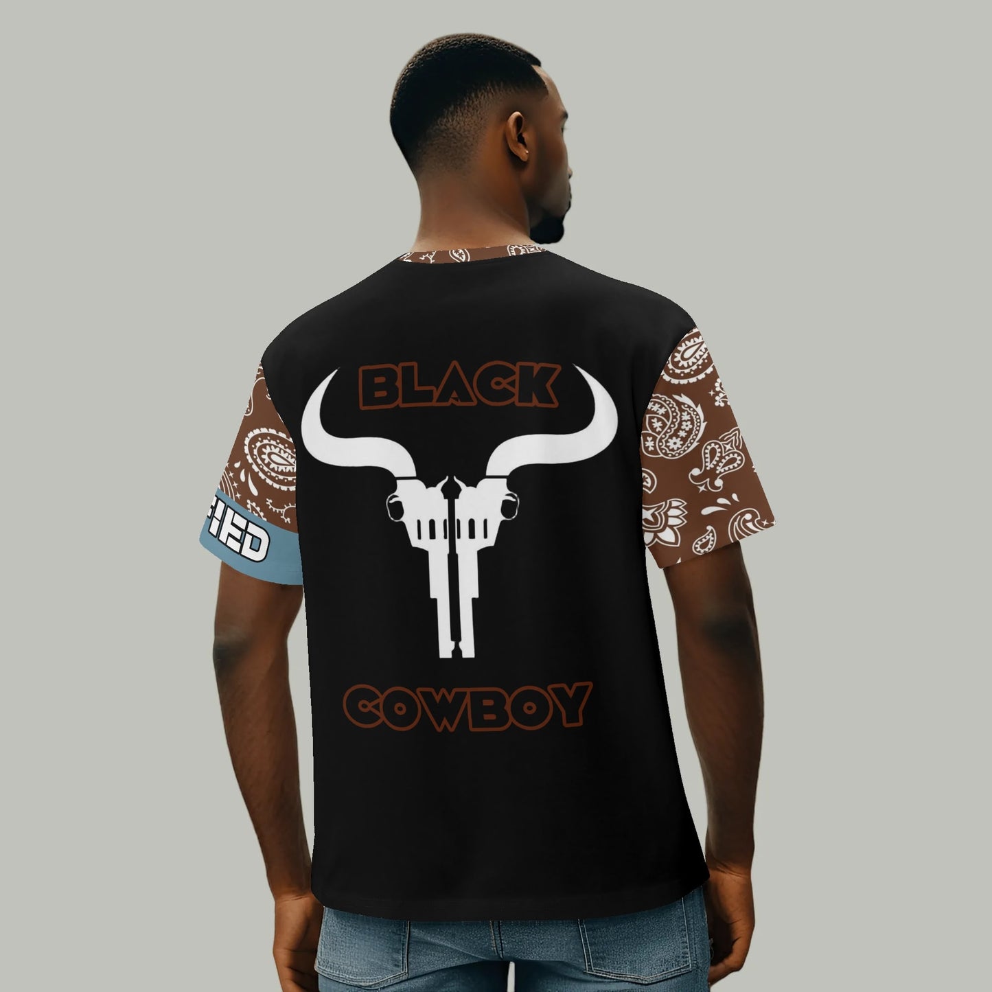 Mens Black Cowboy T-Shirt
