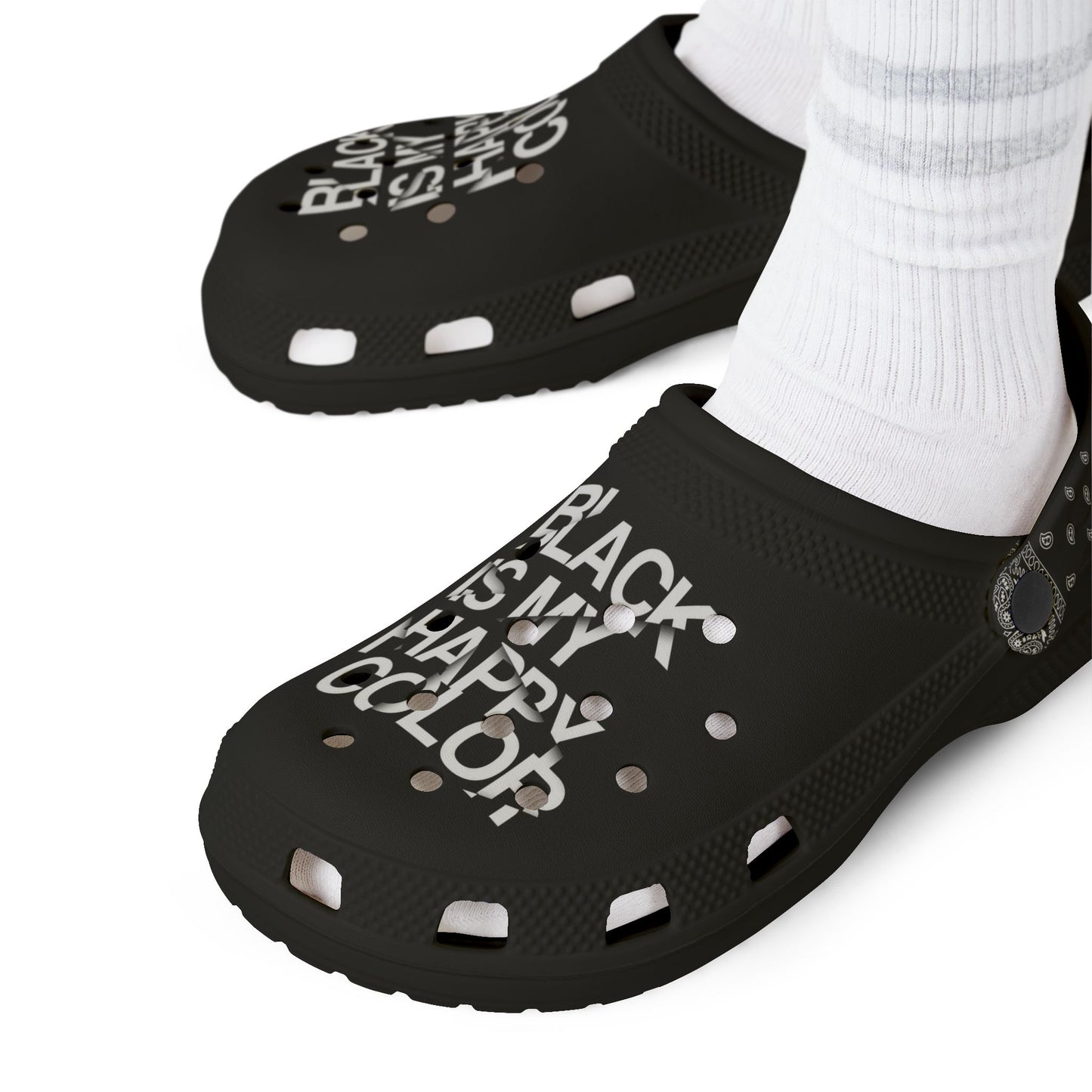 Black EVA Foam Rubber Clogs - "Black is My Happy Color"