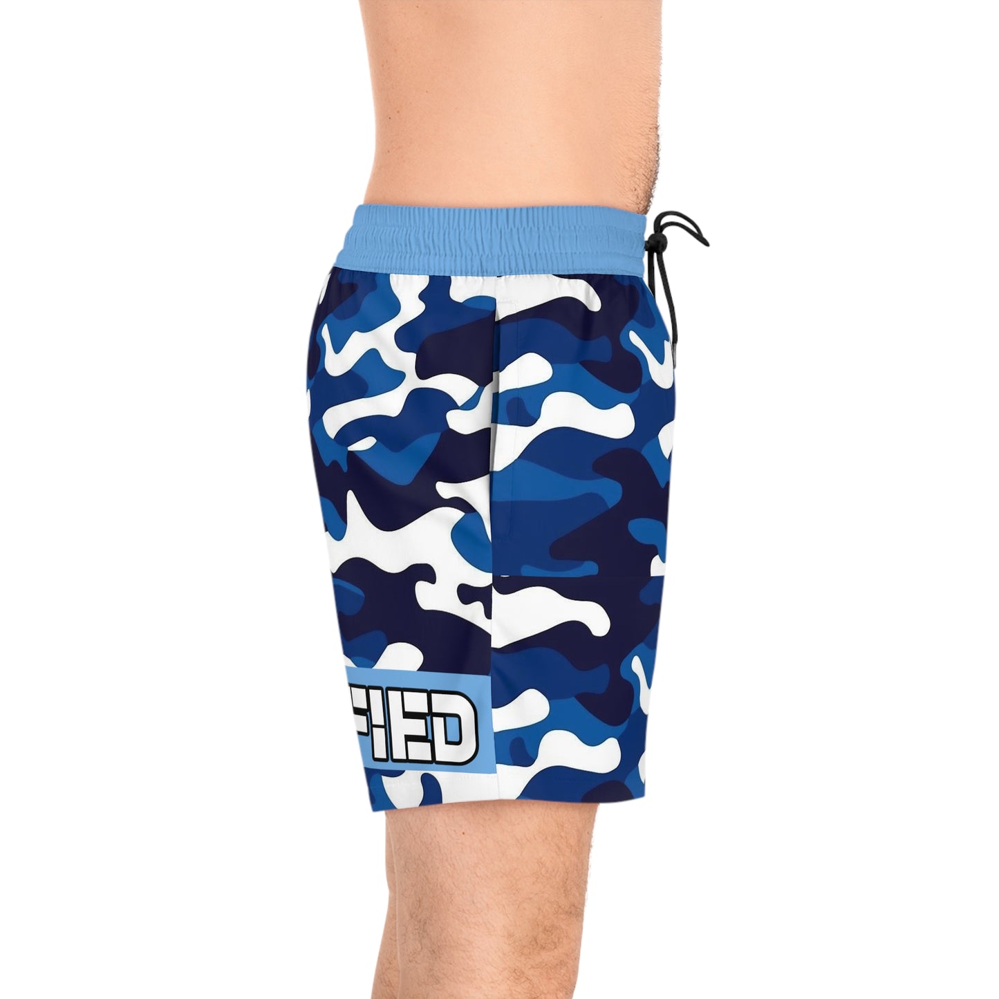 Men's DOPiFiED Navy Camo Mid-Length Swim Shorts (AOP)