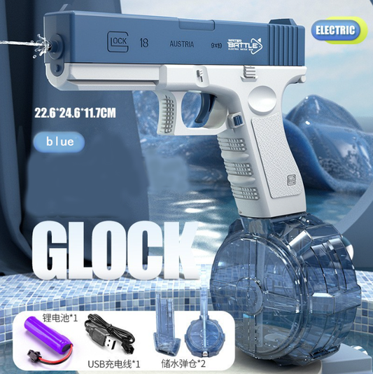 Fully Automatic Glock w Da Drum, Continuous Electric Water Gun toy