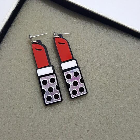 Fashion Acrylic Jewelry Custom Women Sexy Red Lips Large Pendant Necklace Black Link Chain HipHop Rock Necklaces