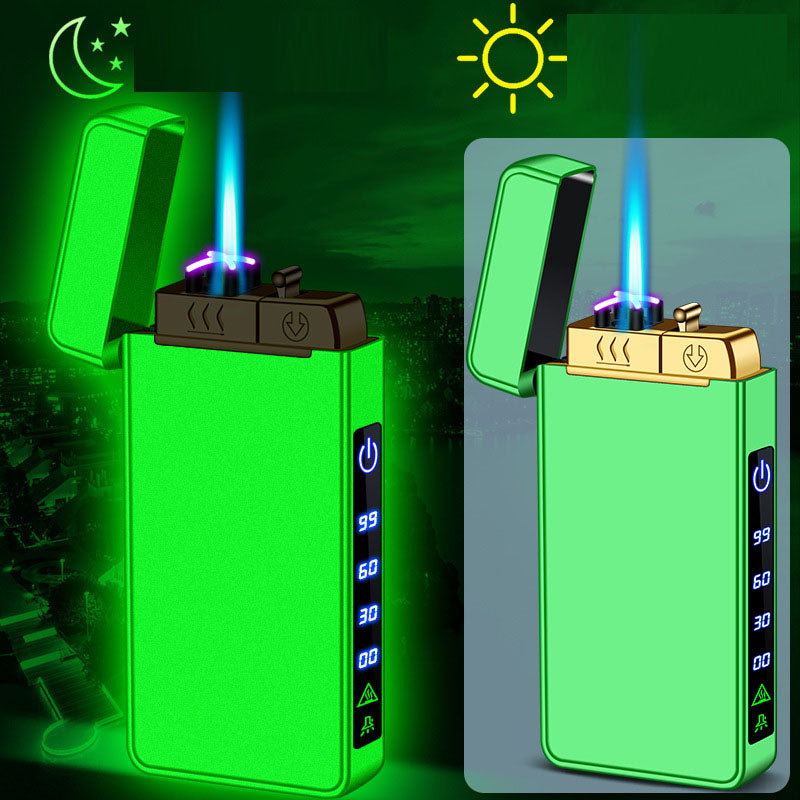 Gas electric triple fire metal windproof inflatable charging lighter personalized and creative trendy gift for boyfriend