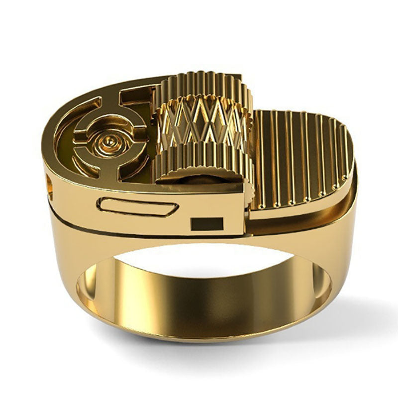 Creative Lighter Style Ring Euro American Punk Style Punk Plated 14k Gold Men's Ring