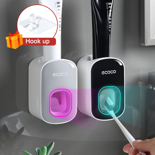 Automatic Toothpaste Dispenser Squeezers Toothpaste Tooth Dust-proof Toothbrush Holder Wall Mount Stand Bathroom Accessories Set