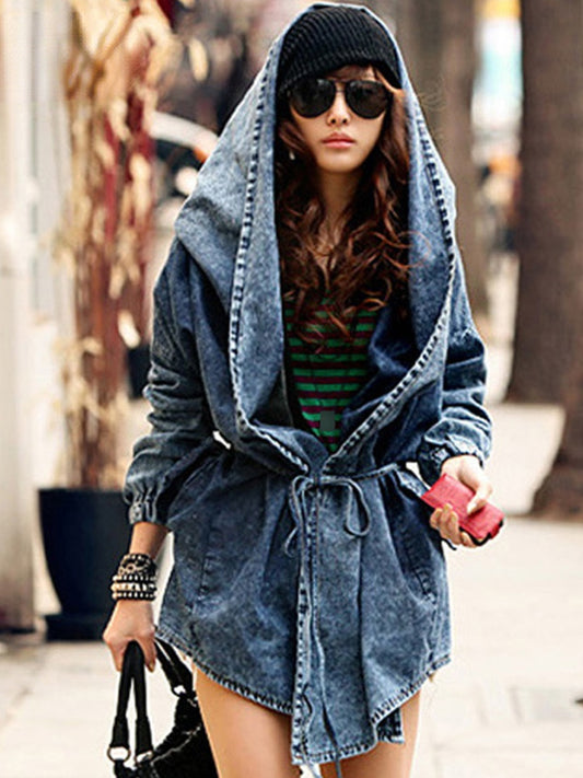 Oversized Hoodie Hooded Outerwear Jean Wind Jacket Fashion Design Denim Women