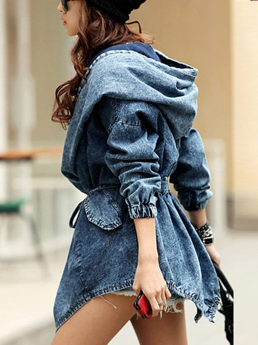 Oversized Hoodie Hooded Outerwear Jean Wind Jacket Fashion Design Denim Women