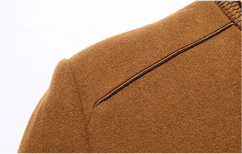 Thick Mens Winter Long Wool Trench Slim Fit Casual Peacoat Double Collar Woolen Overcoat