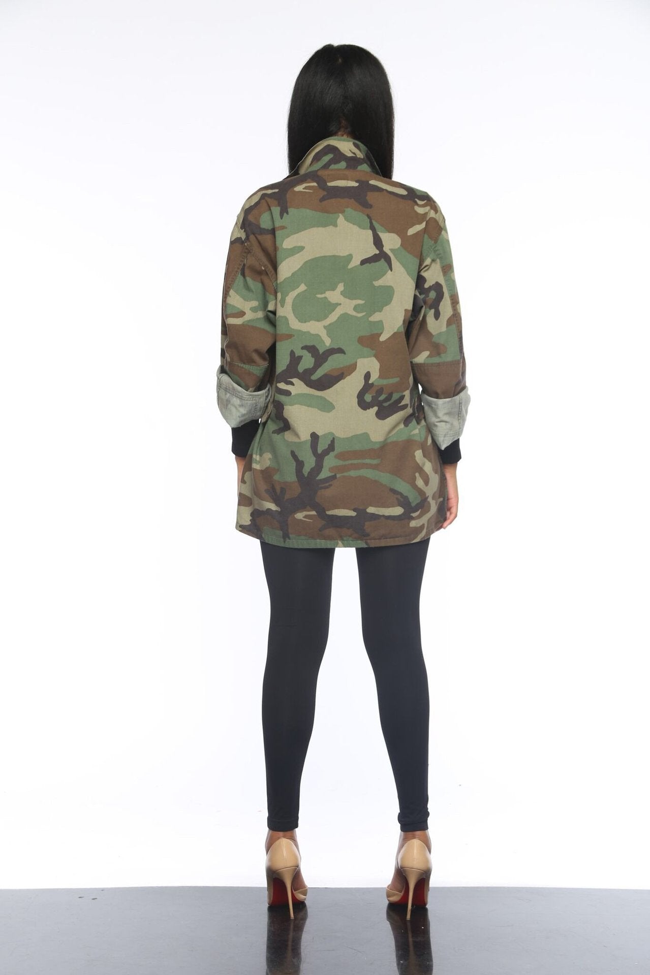 Women's Green Camouflage long Sleeve Coat