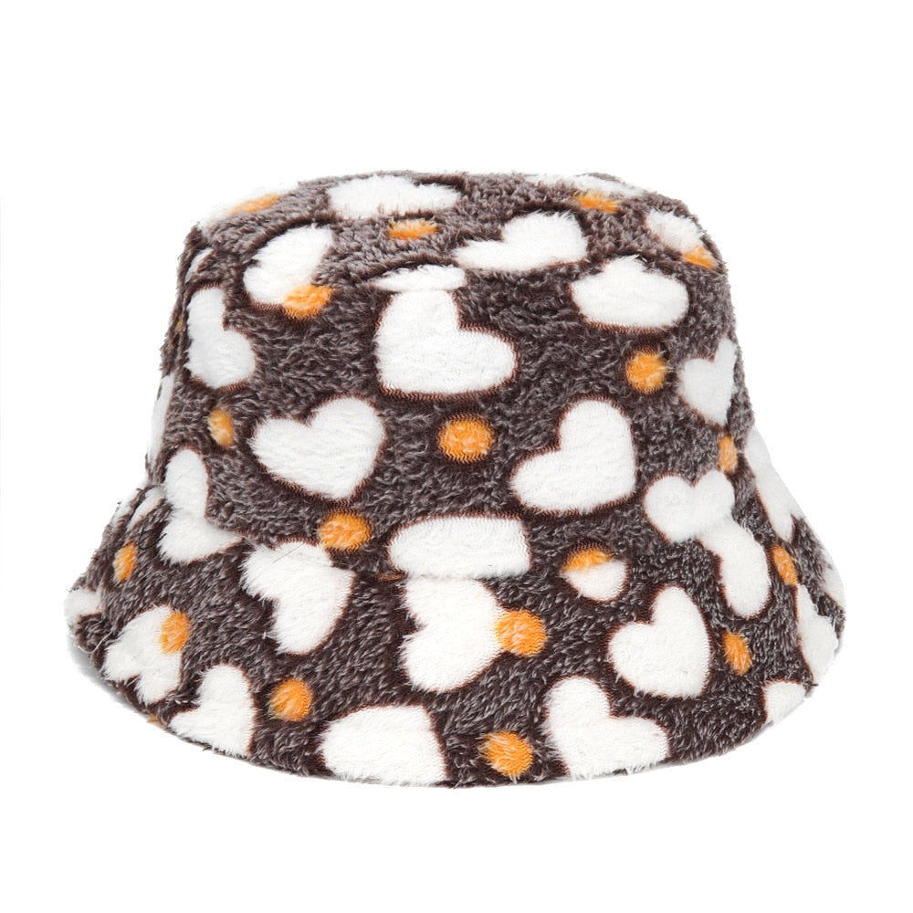 Autumn Winter Camouflage Faux Fur Bucket Hats Women Girl Fashion Warm Soft Velvet Fluffy Fisherman Hat Ladies Outdoor Panama