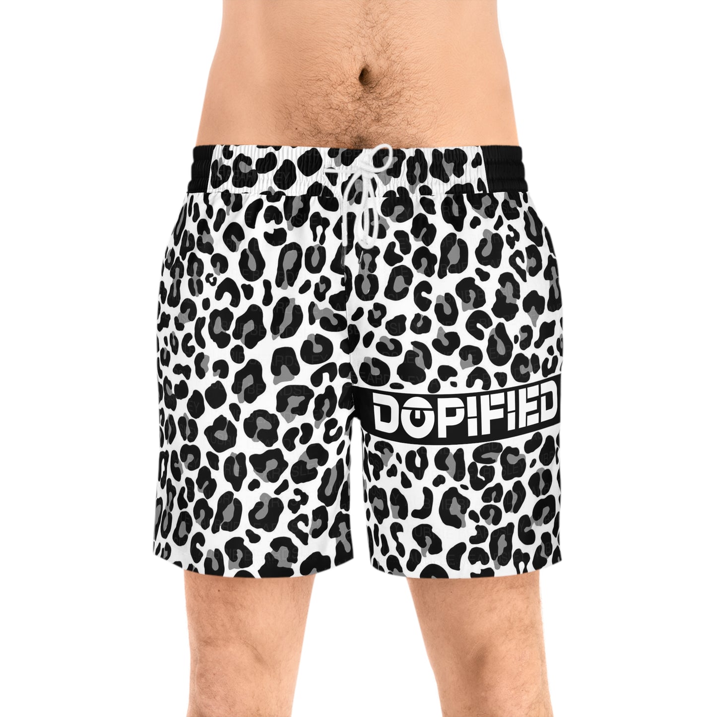DOPiFiED Snow Leopard Men's Mid-Length Swim Shorts
