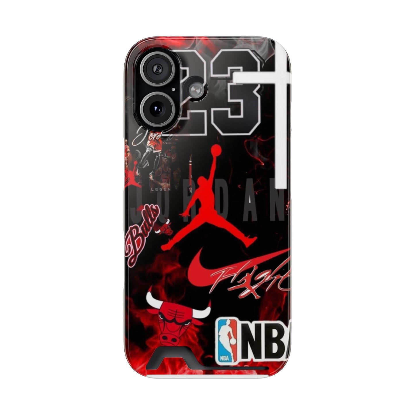 Jordan Card Holder Phone Case — Red Sports Collage