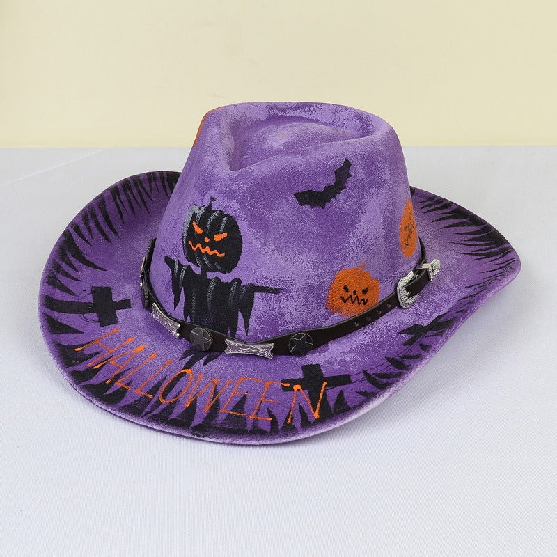 Halloween carnival party pumpkin hat ghost festival cocked hat dance performance cowboy hat