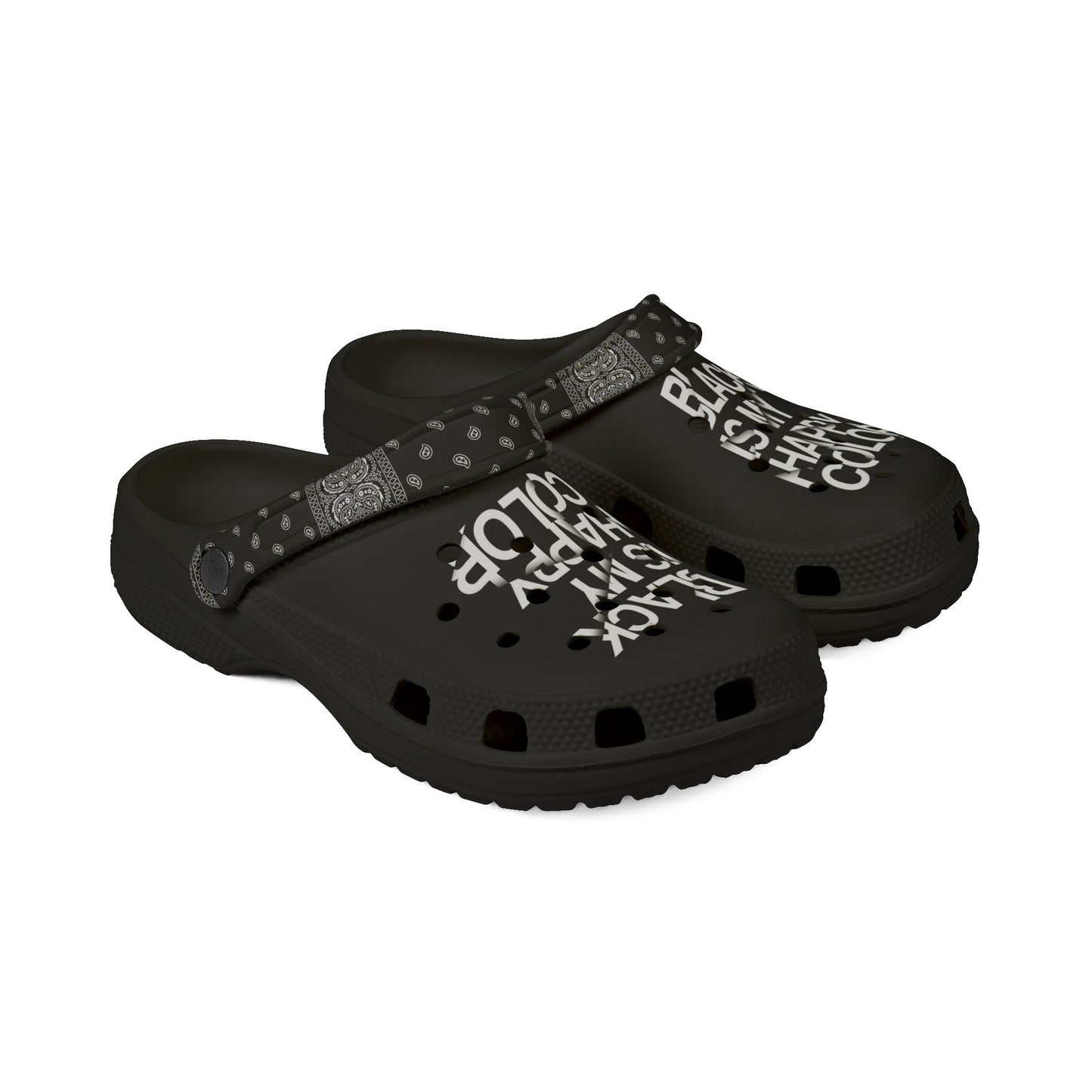 Black EVA Foam Rubber Clogs - "Black is My Happy Color"