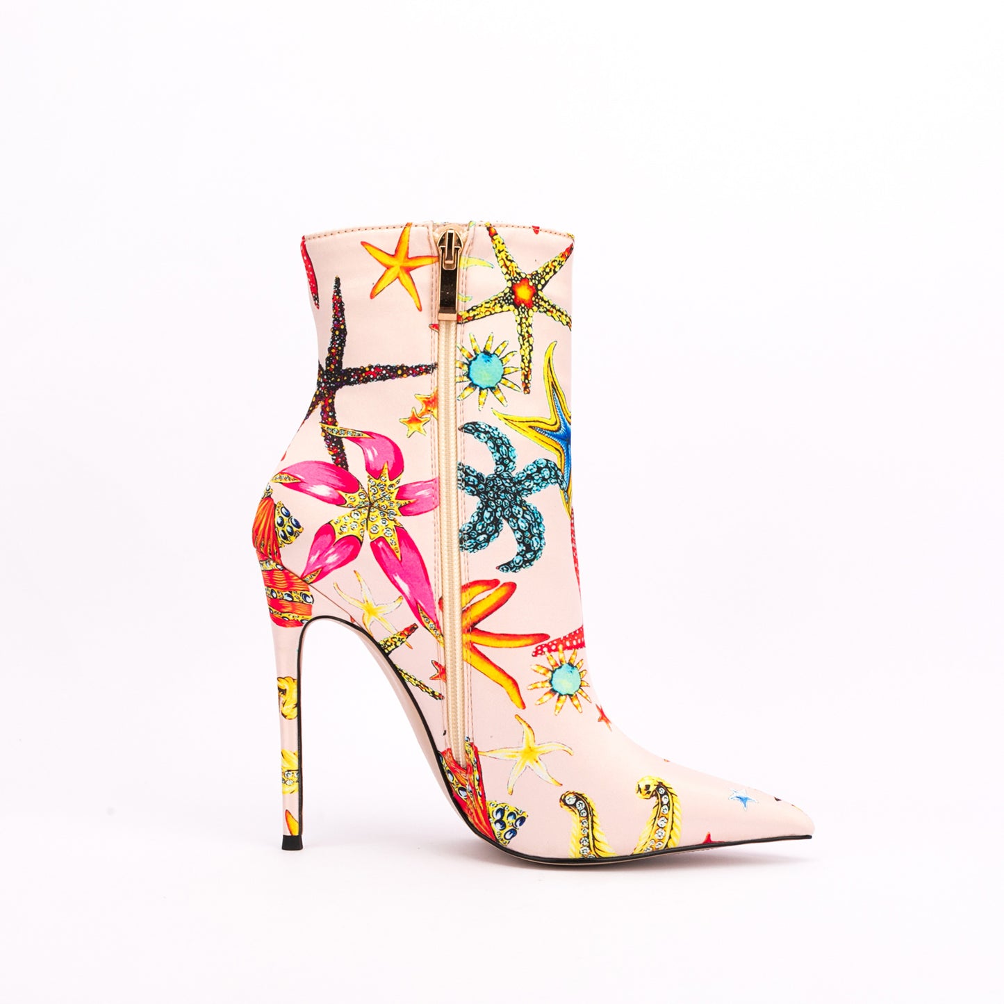 Womens Pointed Toe Printed Mixed Colors Ankle Boots Stilettos High heel Sexy Shoes Plus Big Size
