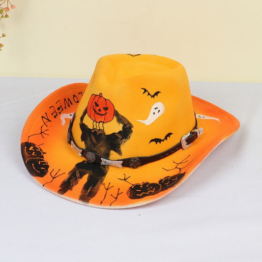Halloween carnival party pumpkin hat ghost festival cocked hat dance performance cowboy hat