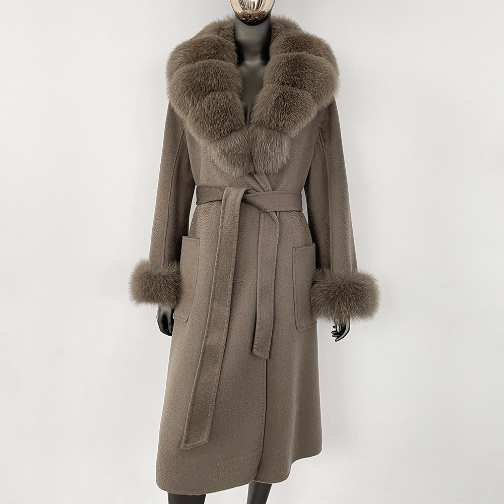 Double sided wavy woolen coat with extended temperament