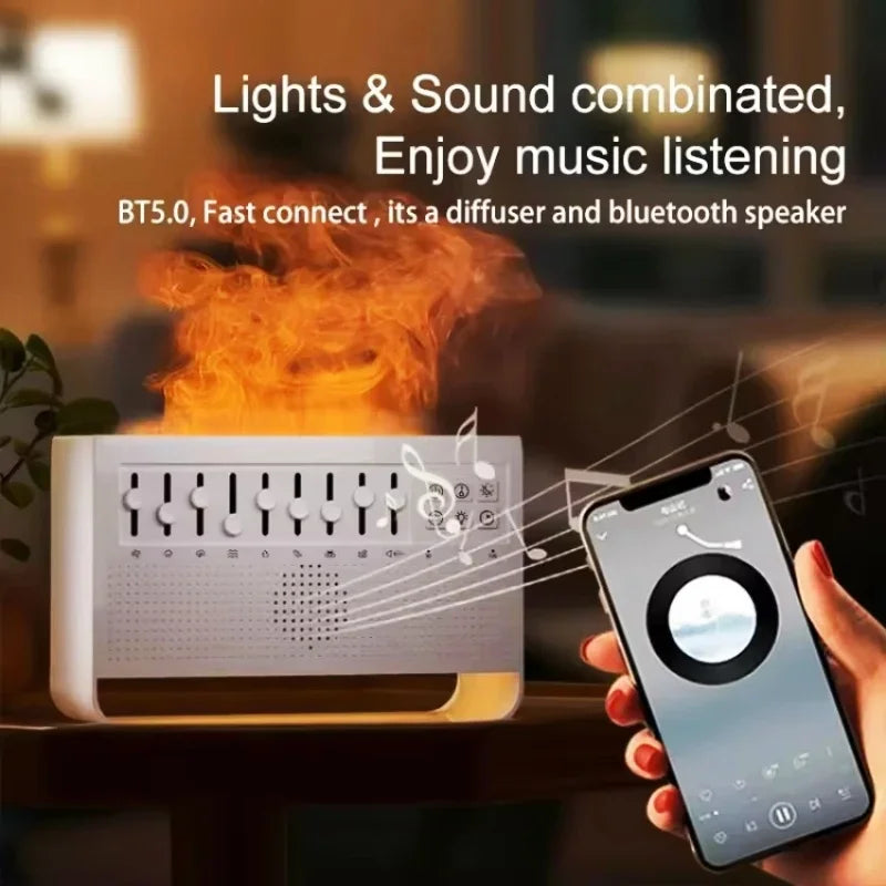 Bluetooth Speaker With 8 Kind Of White Noise Sleep Music 200Ml Aromatherapy Air Humidifier Simulation Flame Night Light