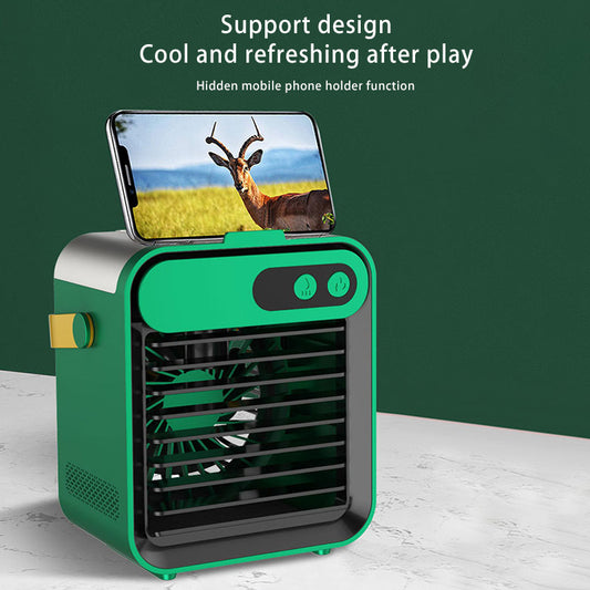 Mini Refrigeration Air Conditioner Home Outdoor Small Air Cooler Portable Mobile Phone Holder Spray Usb Electric Fan