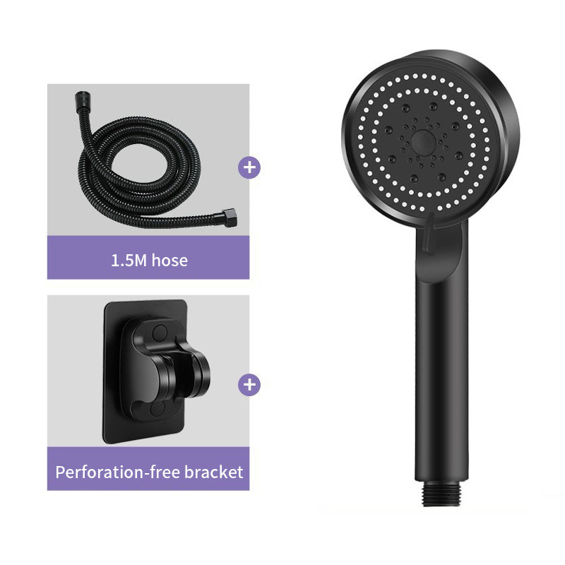 Spray Shower Pressurized Shower Head Matte Black Large Handheld Shower Head Set Five-Speed Multi-Function