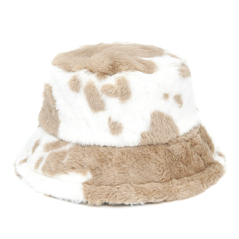 Autumn Winter Camouflage Faux Fur Bucket Hats Women Girl Fashion Warm Soft Velvet Fluffy Fisherman Hat Ladies Outdoor Panama