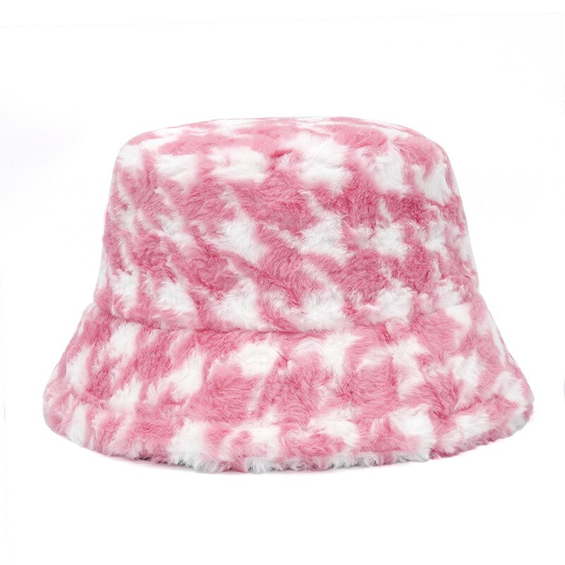 Autumn Winter Camouflage Faux Fur Bucket Hats Women Girl Fashion Warm Soft Velvet Fluffy Fisherman Hat Ladies Outdoor Panama