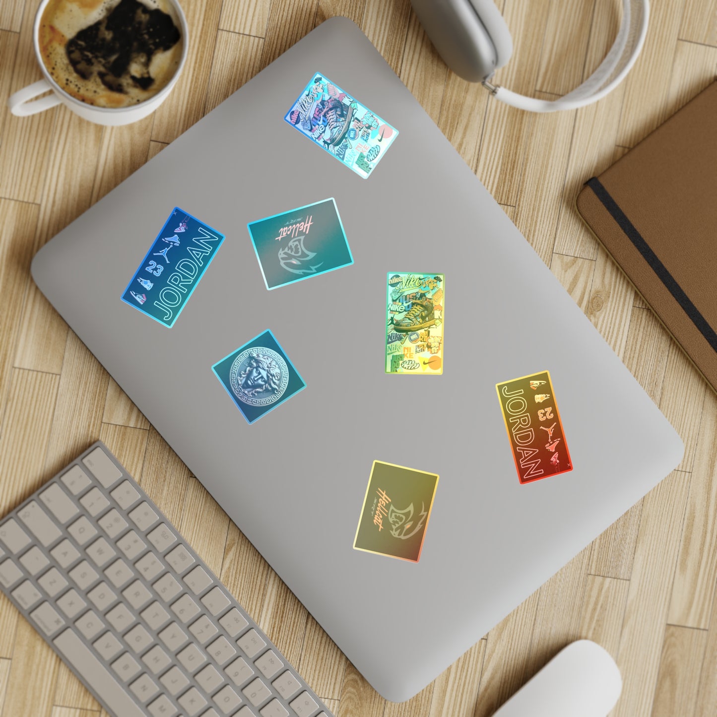 Jordan & Hellcat Holographic Sticker Sheet Pack — 10-Piece Decorative Decal Set