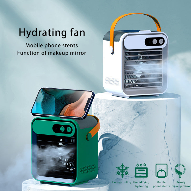 Mini Refrigeration Air Conditioner Home Outdoor Small Air Cooler Portable Mobile Phone Holder Spray Usb Electric Fan