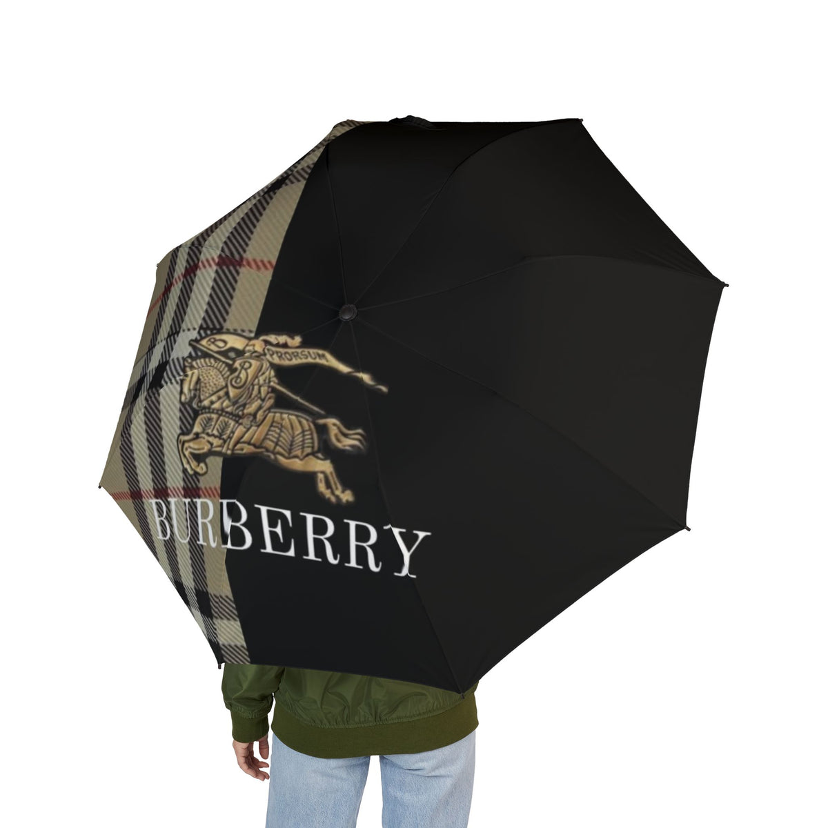 Luxury Brand  Semi-Automatic Foldable Umbrella Burberry