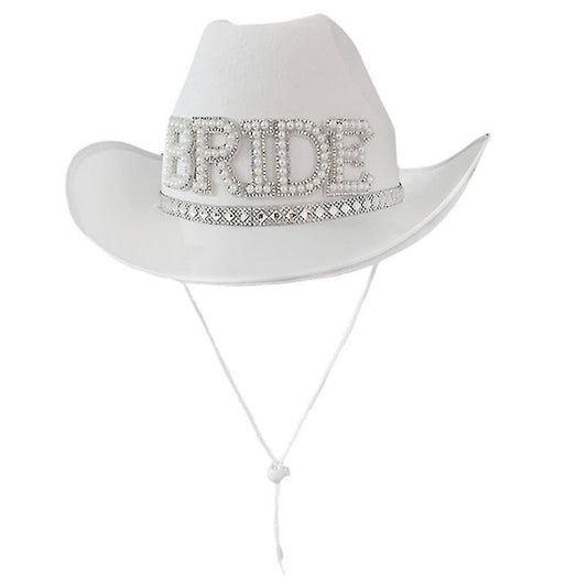 Bride's headdress with diamond inlaid denim hat Western denim hat BRIDE sequin edging headdress denim hat
