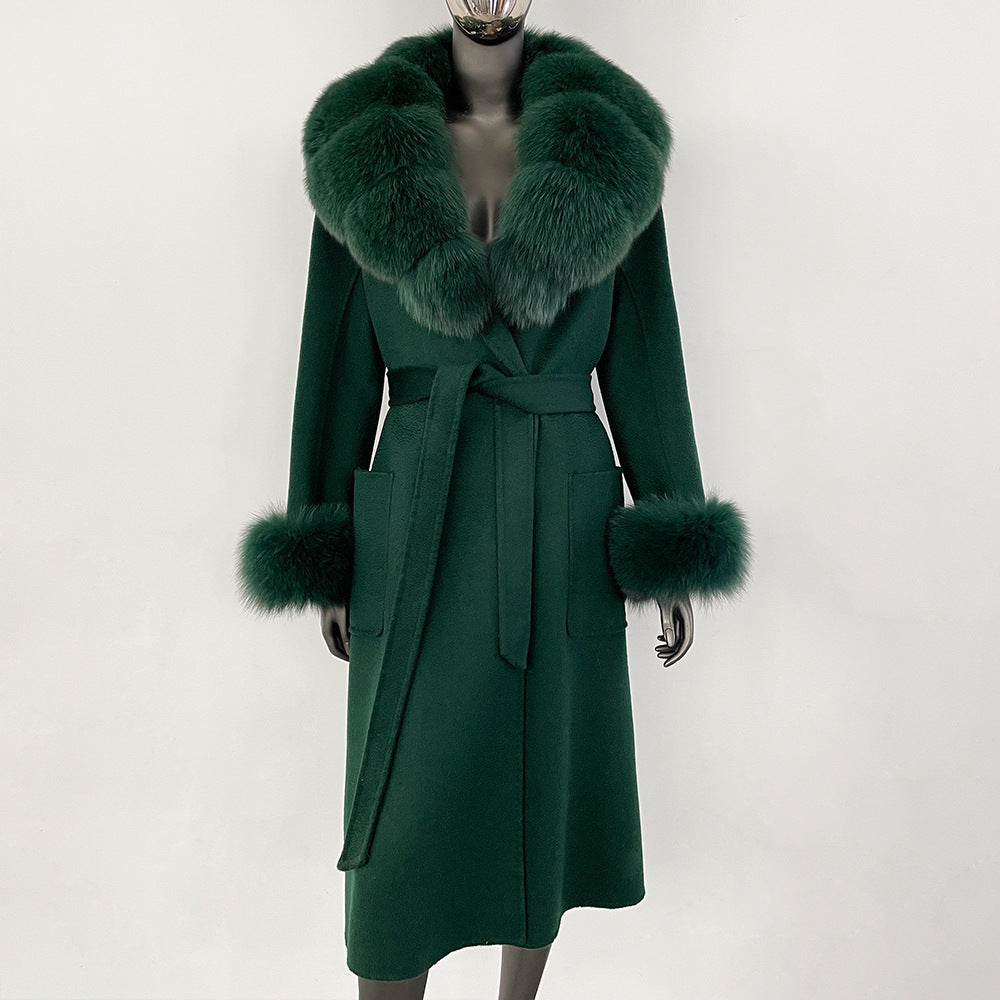 Double sided wavy woolen coat with extended temperament