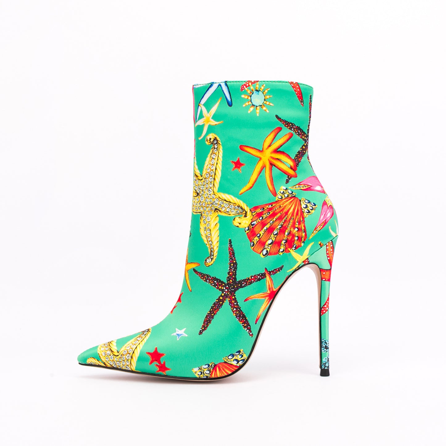 Womens Pointed Toe Printed Mixed Colors Ankle Boots Stilettos High heel Sexy Shoes Plus Big Size