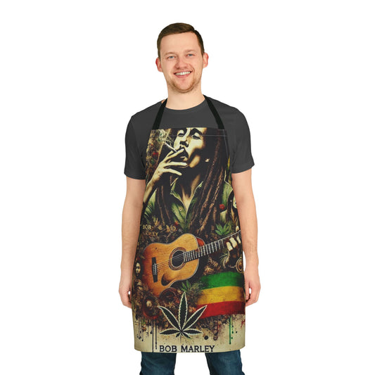 Rasta Guitar Apron – Reggae Music Chef Apron with Cannabis Art