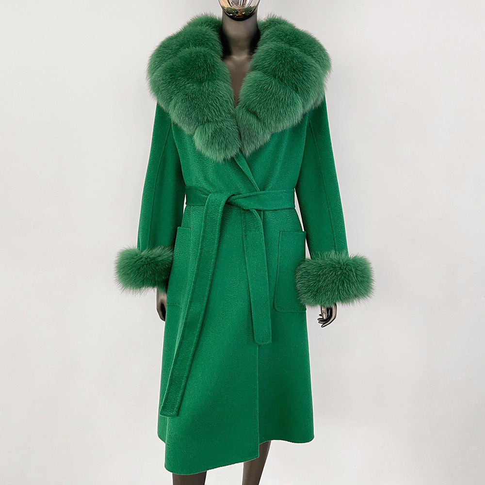 Double sided wavy woolen coat with extended temperament