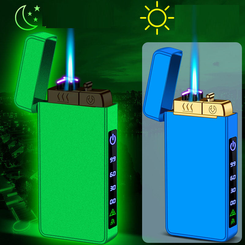 Gas electric triple fire metal windproof inflatable charging lighter personalized and creative trendy gift for boyfriend