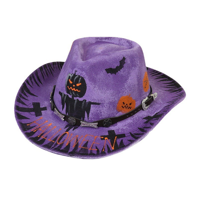 Halloween carnival party pumpkin hat ghost festival cocked hat dance performance cowboy hat