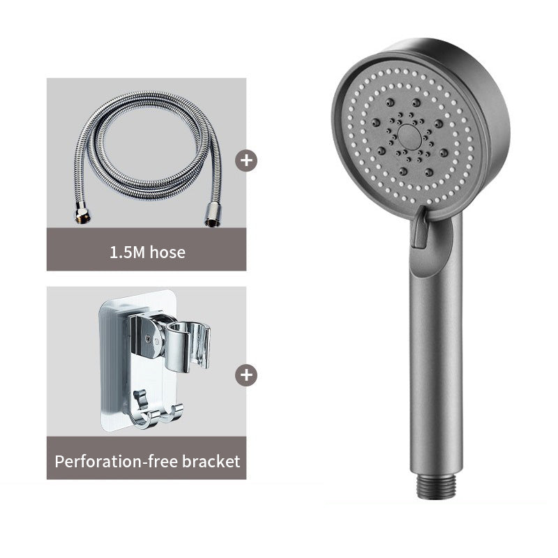 Spray Shower Pressurized Shower Head Matte Black Large Handheld Shower Head Set Five-Speed Multi-Function