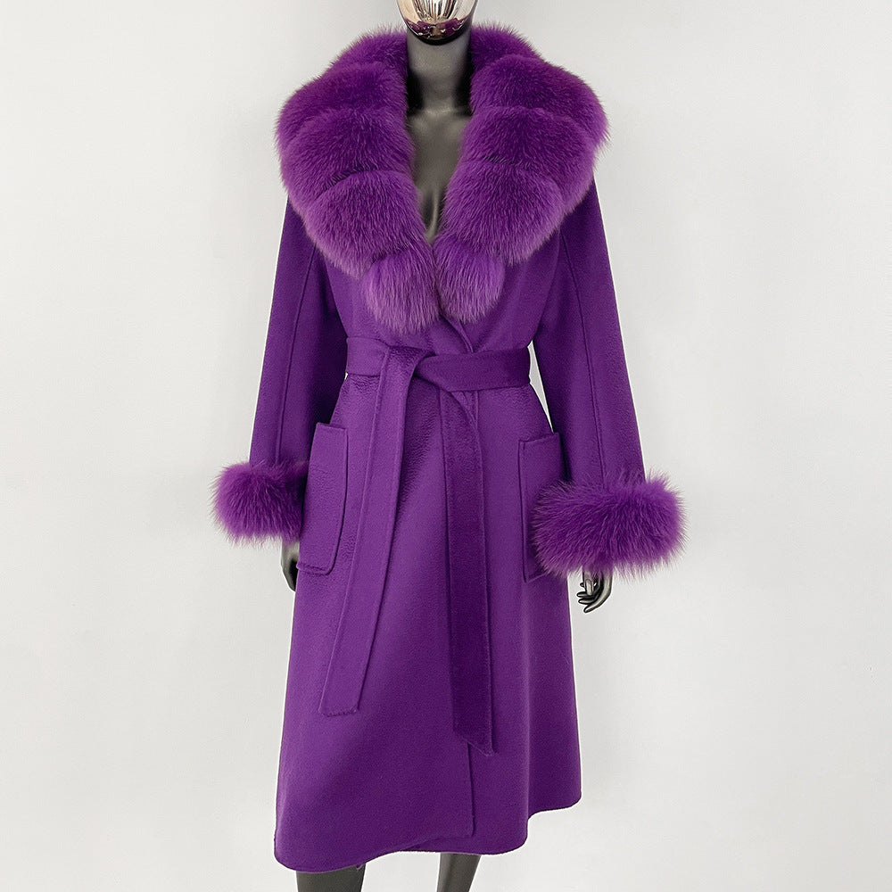 Double sided wavy woolen coat with extended temperament