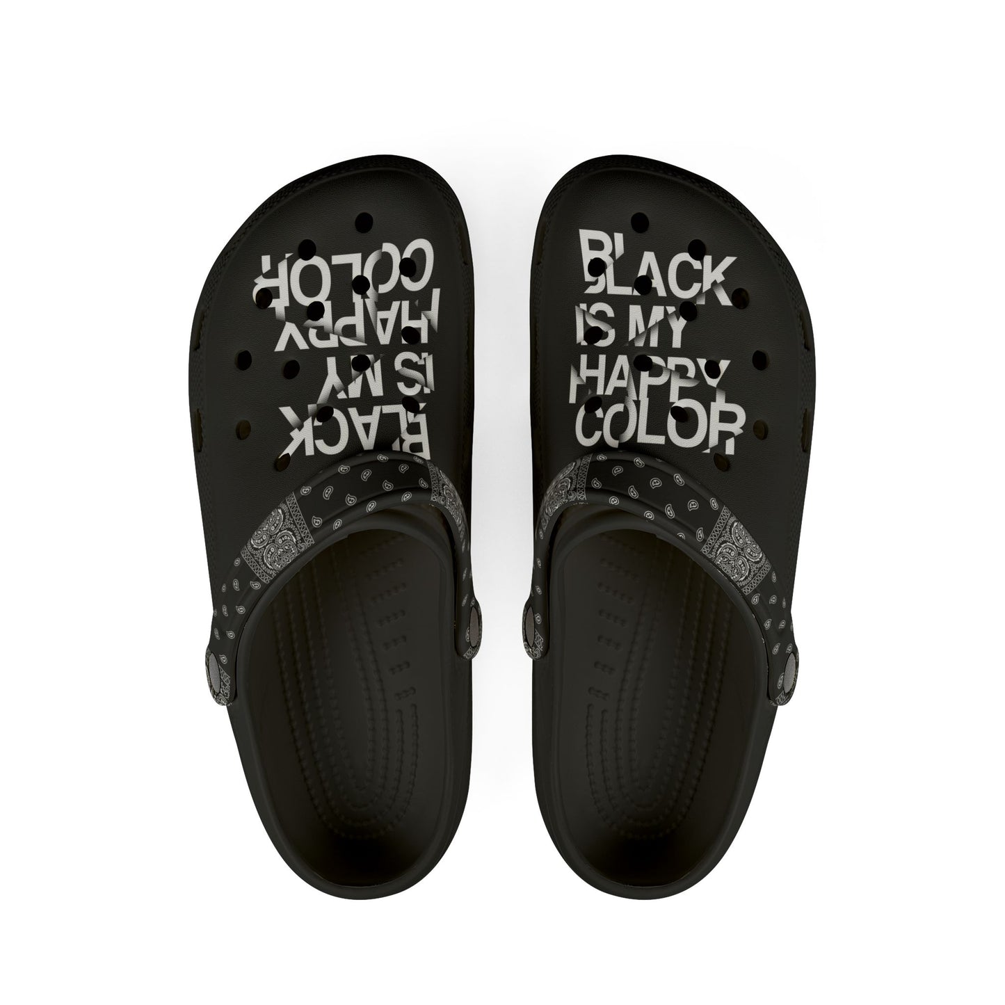 Black EVA Foam Rubber Clogs - "Black is My Happy Color"