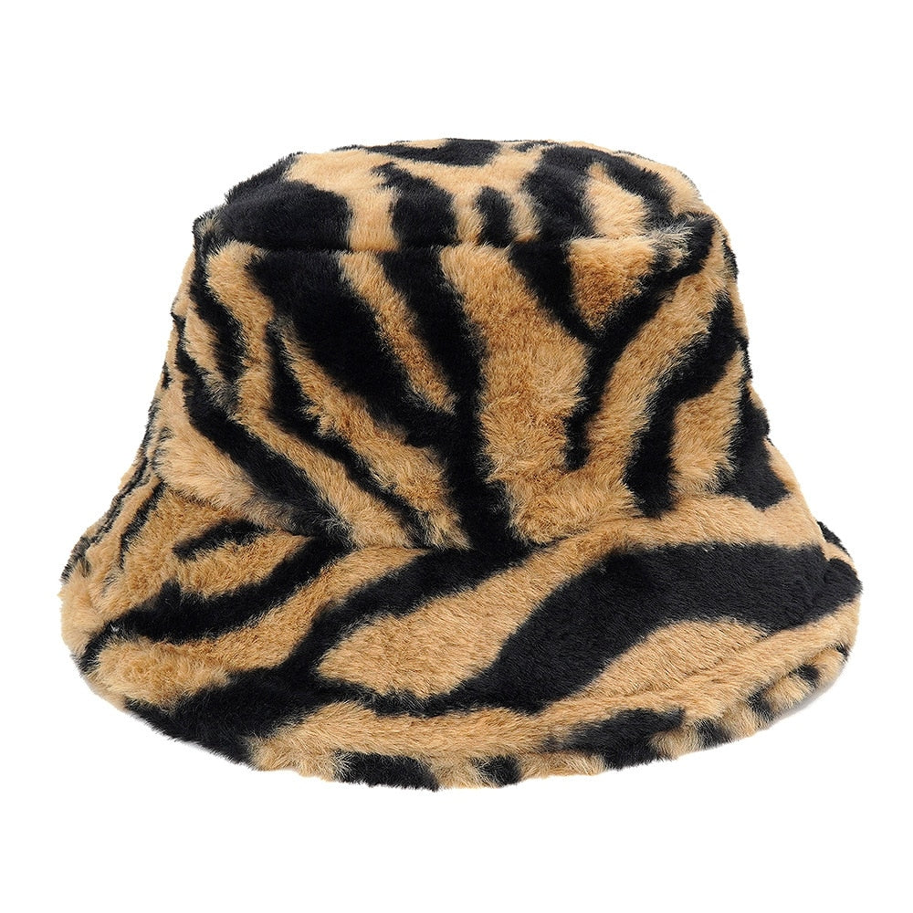 Autumn Winter Camouflage Faux Fur Bucket Hats Women Girl Fashion Warm Soft Velvet Fluffy Fisherman Hat Ladies Outdoor Panama