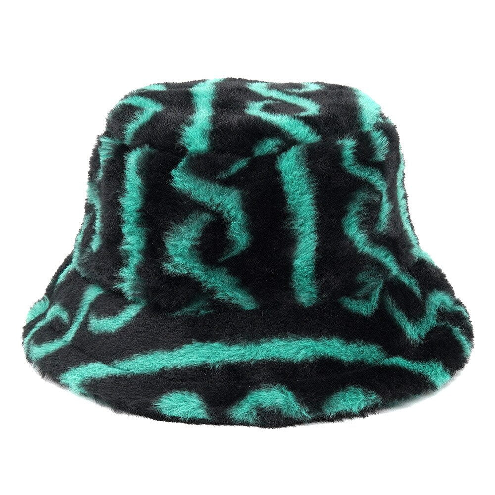 Autumn Winter Camouflage Faux Fur Bucket Hats Women Girl Fashion Warm Soft Velvet Fluffy Fisherman Hat Ladies Outdoor Panama