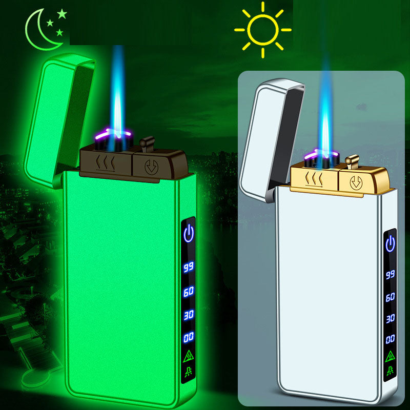 Gas electric triple fire metal windproof inflatable charging lighter personalized and creative trendy gift for boyfriend